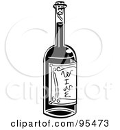 Poster, Art Print Of Black And White Bottle Of Wine For Valentines Day