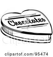 Royalty Free RF Clipart Illustration Of A Black And White Valentine Heart Chocolate Box