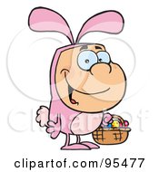 Poster, Art Print Of Man In An Easter Bunny Costume Carrying A Basket