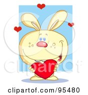 Poster, Art Print Of Sweet Yellow Bunny Holding A Red Heart