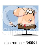 Royalty Free RF Clipart Illustration Of A Smiling Businessman Holding A Pointer Stick