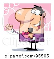 Royalty Free RF Clipart Illustration Of A Friendly Tv Show Host Using A Microphone
