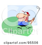 Royalty Free RF Clipart Illustration Of A Golfer Guy Taking A Fast Swing by Hit Toon