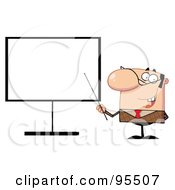 Businessman Pointing A Stick At A Blank Board