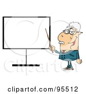 Poster, Art Print Of Senior Professor Pointing To A Blank Sign