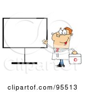 Poster, Art Print Of Friendly Male Doctor Standing By A Blank Board