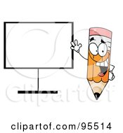 Poster, Art Print Of Happy Pencil Beside A Blank Board