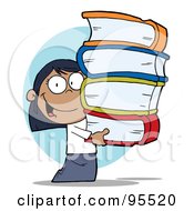 Smart Black School Girl Carrying A Stack Of Books