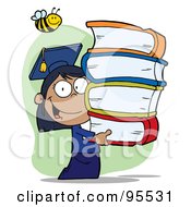 Poster, Art Print Of Bee Over A Hispanic Graduate School Girl Carrying A Stack Of Books
