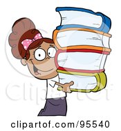 Poster, Art Print Of Smart Latina School Girl Carrying A Stack Of Books