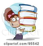 Poster, Art Print Of Smart Hispanic School Girl Carrying A Stack Of Books