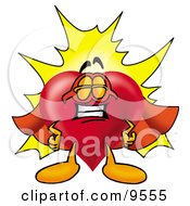 Clipart Picture Of A Love Heart Mascot Cartoon Character Dressed As A Super Hero by Mascot Junction