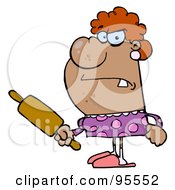 Mad Housewife Holding A Rolling Pin