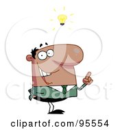 Royalty Free RF Clipart Illustration Of A Creative African American Businessman Under A Lightbulb by Hit Toon