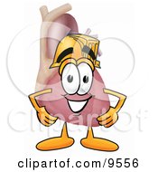 Clipart Picture Of A Heart Organ Mascot Cartoon Character Wearing A Helmet by Toons4Biz