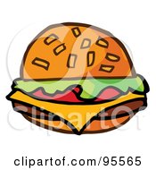 Poster, Art Print Of Cartoon Cheeseburger - 1