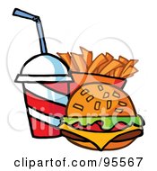 Cheeseburger With Cola And French Fries - 1