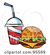 Poster, Art Print Of Cheeseburger Served With Cola - 1