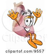 Clipart Picture Of A Heart Organ Mascot Cartoon Character Jumping
