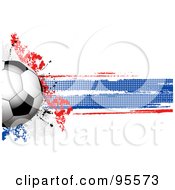 Soccer Ball Over A Grungy Halftone French Flag