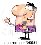 Poster, Art Print Of Male Tv Show Host Using A Microphone