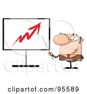 Poster, Art Print Of Businessman Pointing A Stick At An Arrow On A Board