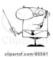 Royalty Free RF Clipart Illustration Of An Outlined Businessman Holding A Pointer Stick