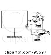 Royalty Free RF Clipart Illustration Of An Outlined Police Officer Shouting And Pointing To A Blank Sign