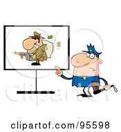 Poster, Art Print Of Police Man Pointing To A Robber Sign
