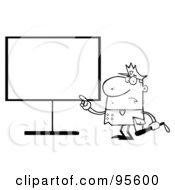 Royalty Free RF Clipart Illustration Of An Outlined Police Man Pointing To A Blank Sign