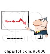 Poster, Art Print Of Grumpy Boss Pointing To A Decline Board