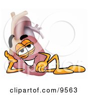 Clipart Picture Of A Heart Organ Mascot Cartoon Character Resting His Head On His Hand