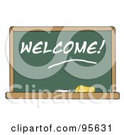 Royalty Free RF Clipart Illustration Of A Welcome Chalkboard In A Classroom