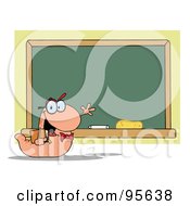 Poster, Art Print Of Student Bookworm By A Class Room Chalk Board
