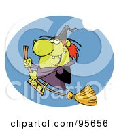 Royalty Free RF Clipart Illustration Of An Ugly Witch Swooping By On Her Broom