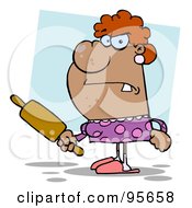 Poster, Art Print Of Pissed Housewife Holding A Rolling Pin