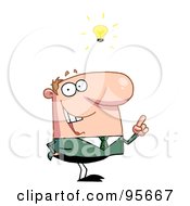 Royalty Free RF Clipart Illustration Of A Creative Caucasian Businessman Under A Lightbulb