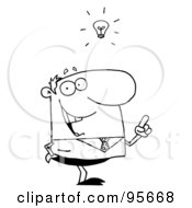 Royalty Free RF Clipart Illustration Of A Creative Outlined Businessman Under A Lightbulb