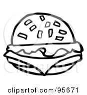 Royalty Free RF Clipart Illustration Of An Outlined Cartoon Cheeseburger