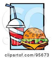 Royalty Free RF Clipart Illustration Of A Cheeseburger Served With Cola 2