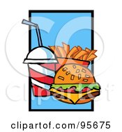 Royalty Free RF Clipart Illustration Of A Cheeseburger With Cola And French Fries 2