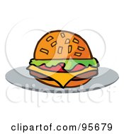 Poster, Art Print Of Cartoon Cheeseburger - 4