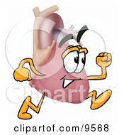 Clipart Picture Of A Heart Organ Mascot Cartoon Character Running