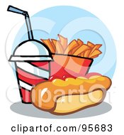 Royalty Free RF Clipart Illustration Of A Hot Dog With French Fries And Cola 2