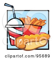 Royalty Free RF Clipart Illustration Of A Hot Dog With French Fries And Cola 3