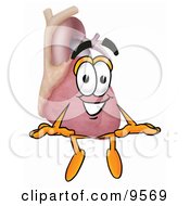 Clipart Picture Of A Heart Organ Mascot Cartoon Character Sitting