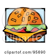 Poster, Art Print Of Cartoon Cheeseburger - 3