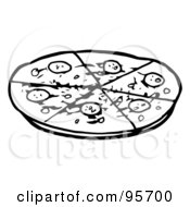 Poster, Art Print Of Outlined Sliced Pepperoni Pizza Pie