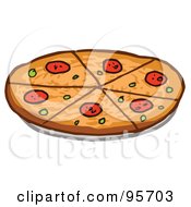 Royalty Free RF Clipart Illustration Of A Sliced Pepperoni Pizza Pie 1