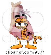 Clipart Picture Of A Heart Organ Mascot Cartoon Character Whispering And Gossiping